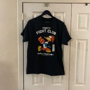 Riot Society Woody Wood Pecker “Woodys Fight Club” t shirt size large in black